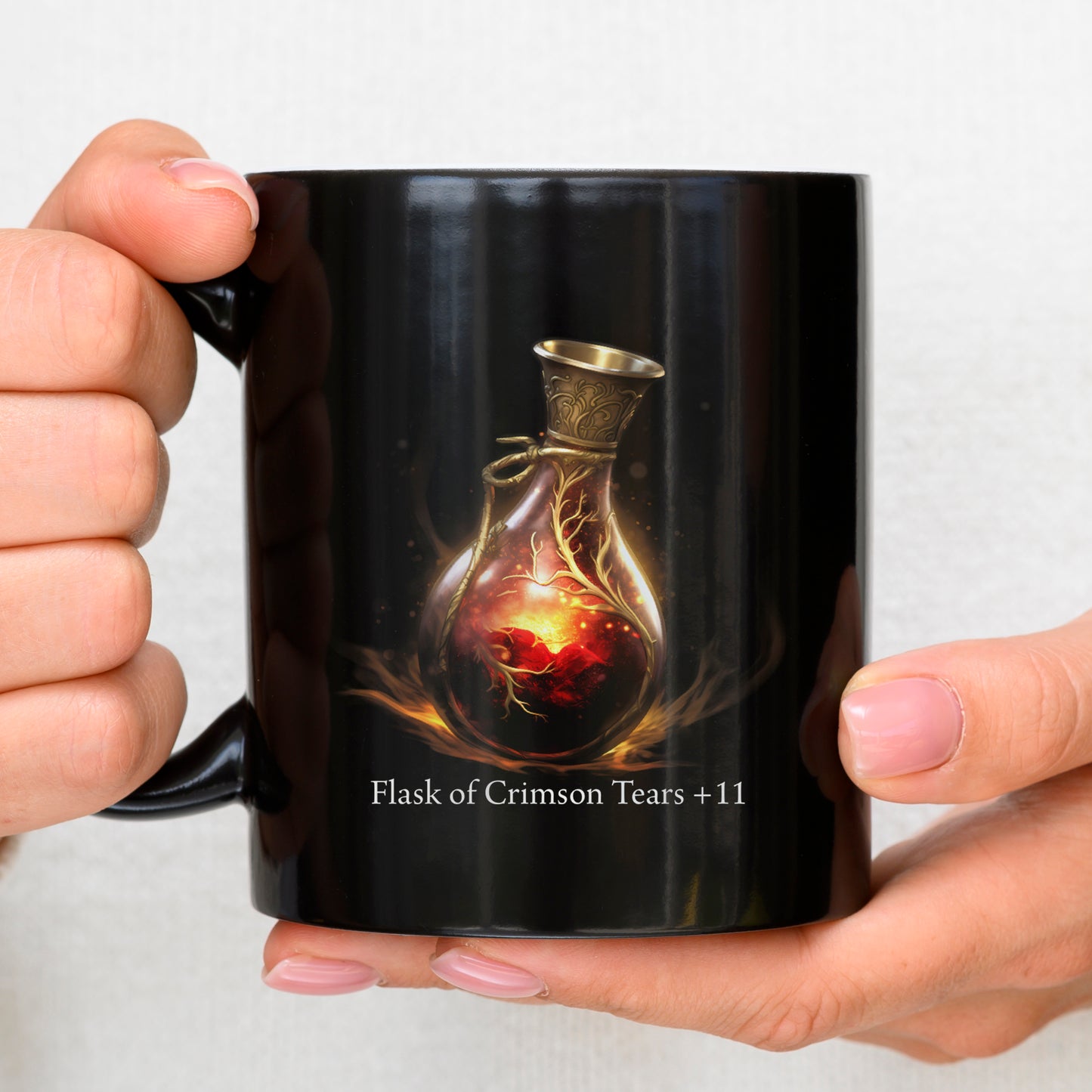 Elden Ring Mug, Dark Souls Mug, Flask of Crimson Tears - 11oz Black Mug