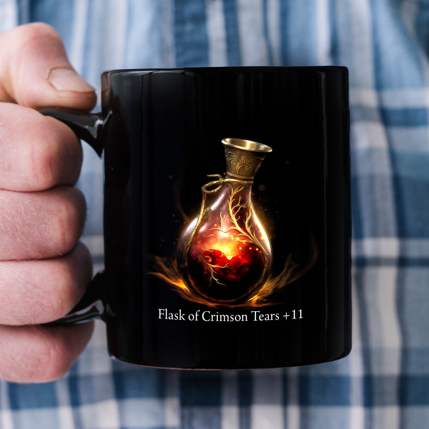 Elden Ring Mug, Dark Souls Mug, Flask of Crimson Tears - 11oz Black Mug