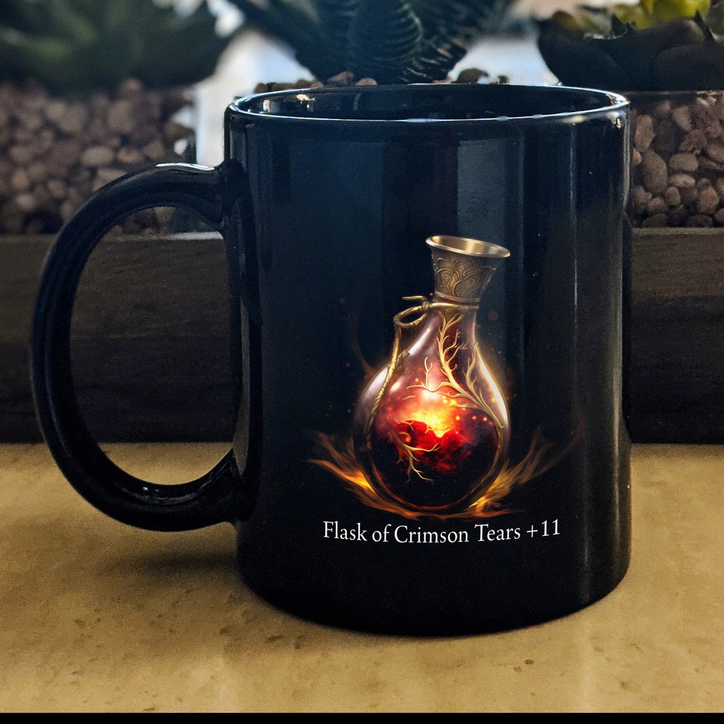 Elden Ring Mug, Dark Souls Mug, Flask of Crimson Tears - 11oz Black Mug