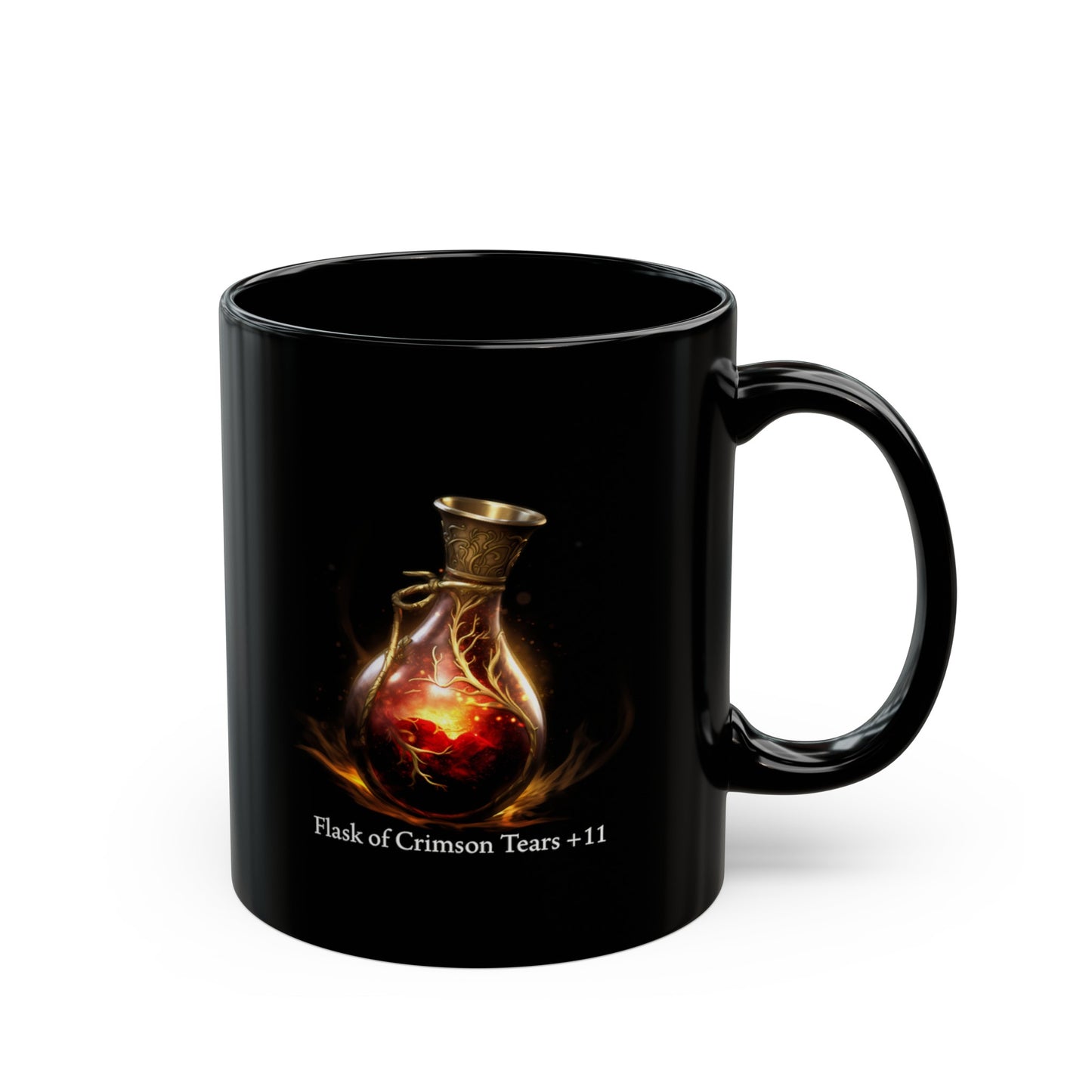 Elden Ring Mug, Dark Souls Mug, Flask of Crimson Tears - 11oz Black Mug